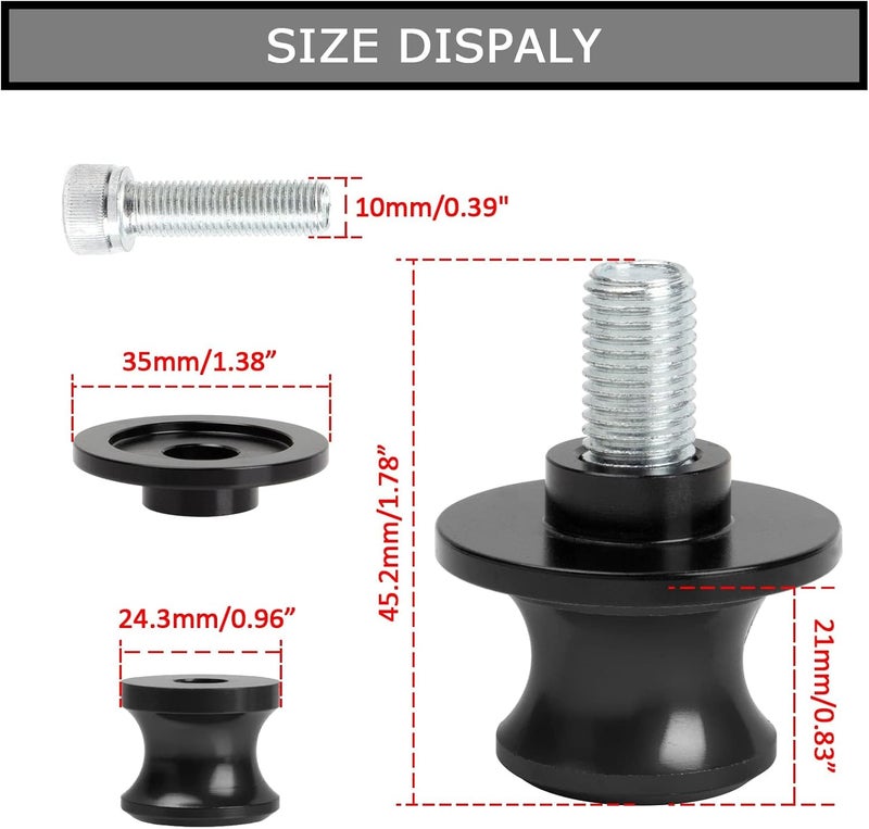 psler 10MM بكرات ذراع التأرجح - M10 X1.25 منزلقات ذراع التأرجح للدراجات النارية CNC ل EX250 EX300 EX500 EX650 ER-6F ER-6N ZX-6R ZX-10R Z1000 Z750 Z750S Z750R، أسود - Image 3